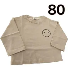 即購入OK 子供用 シンプル 長袖 Tシャツ 80cm ベージュ 春 秋 薄手