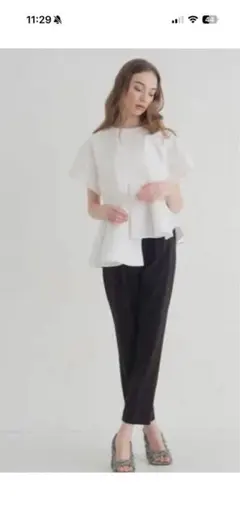 るるりん様専用☆ELLIE ジョーゼットサテンカラー トップス WHITE