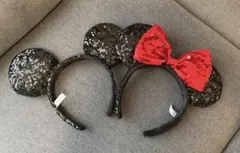 ディズニーカチューシャ スパンコール ペア