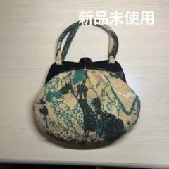 ☆大正ロマン-昭和レトロ 和装「蒼い華花」ガマ口ビーズバッグ 極美品