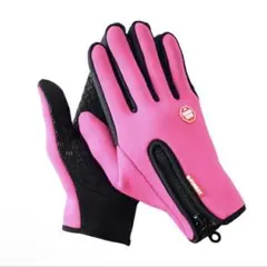 防寒 グローブ 手袋 L スマホ対応 防風 撥水 ピンク