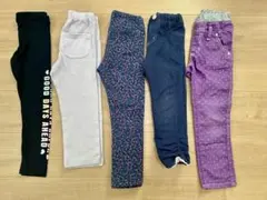 女の子 110cm ズボン 長ズボン 5点セット まとめ売り 保育園 花柄 紫