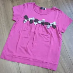 BeBeピンク Tシャツ リボン装飾 130
