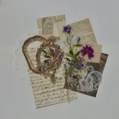 海外風ビンテージステッカー、ペーパー　花