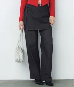COCA GRL ラップデニムパンツ　レイヤード　パンツ　ブラック　黒　M