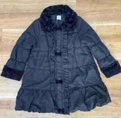 アクシーズファム 中綿コート 130サイズ　ピコレース　黒　ベロアリボン