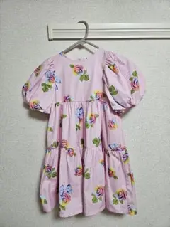 [新品未使用]高級子供服 ワンピース ピンク 花柄 110 French Cat