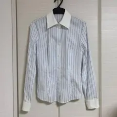 LE SOUK ルスーク ストライプシャツ 白×ブルー 36のサムネイル