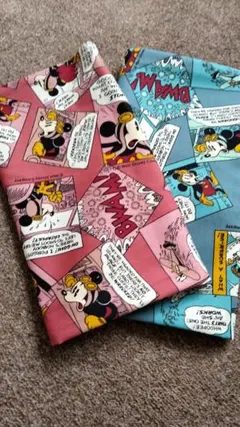 ミッキー・ミニー コミック柄生地 2枚セット　DISNEY　各113×55cm