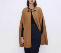 【美品】ZARA MANTECOケープコート ポンチョ キャメル Sサイズ