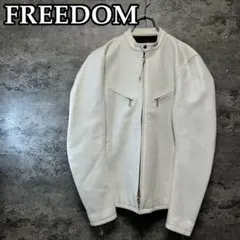 美品　FREEDOM 本革シングルライダース　レザージャケット　42サイズ　牛革