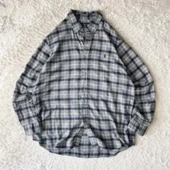 ラルフローレン 美品 現行 ライトネルシャツ クラシックフィット XL 灰紺