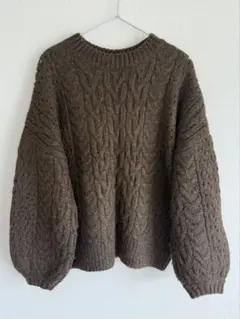 BEAUTY&YOUTH ケーブルニットブラウンセーター