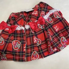 赤 チェック柄 スカート 130cm