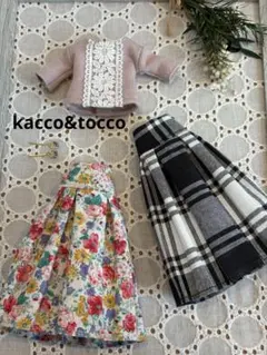 No.4007 ハンドメイド22cmドール服 3点セット（ピアス付き）