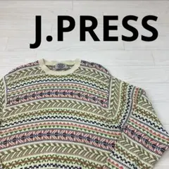 J.PRESS ニット 青タグ フェアアイル柄 オンワード樫山 Ｌ