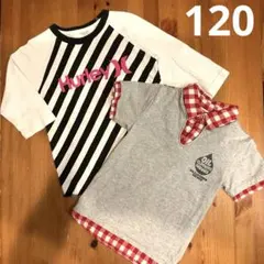 OIL CLOTHING半袖　重ね着風　Hurley 5分袖　120 ２枚のサムネイル