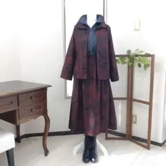 着物リメイク　紬ジャケット＋スカート＋大島紬ブラウス