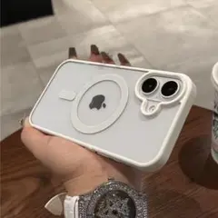 iPhone17 ケース クリア MagSafe対応 白フレーム 磁気