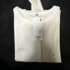 UNIQLO ヘンリーネック長袖Tシャツ L オフホワイト