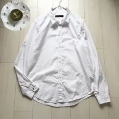 希少5L✨ルイヴィトン モノグラム総柄 ロゴボタン　長袖ドレスシャツ ホワイトのサムネイル