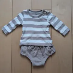 ストライプ柄長袖ボディスーツ