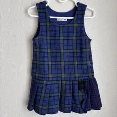 ニットプランナー　ネイビー系チェック ジャンバースカート