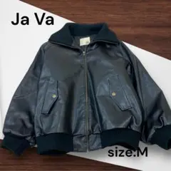 e784☆Ja Va ボンバージャケット フェイクレザーブルゾンMブラック