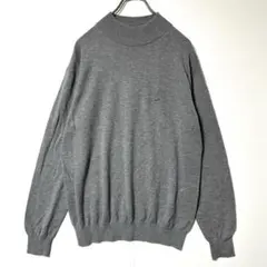 クロコダイル ハイネックニット グレー L ロゴ刺繍 ウール混 シンプル Y