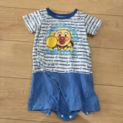 70サイズ　アンパンマン　ロンパース 青と白ストライプ