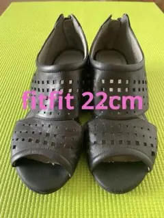 fitfit レザーオープントゥサンダル 22cm