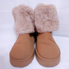 ムートン風 ファー ショートブーツ キャメル サイズ42 26cm 26.5cm