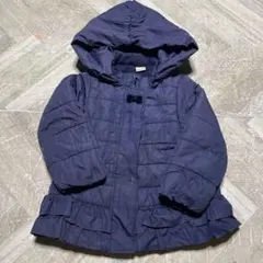 プティマイン　ネイビー フード付き 中綿コート 100cm