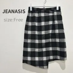 ✨美品❤️【ジーナシス】(F)黒と白のチェック柄/タイトスカート/巻きスカート風