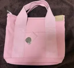 ミニトートバッグ ファスナー付き 3つ仕切り/ピンク