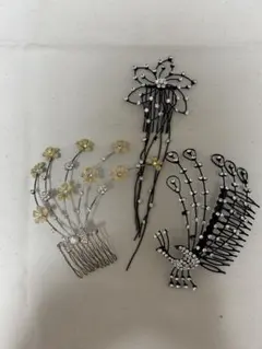 髪飾りセット 花と孔雀デザイン