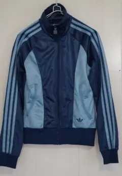アディダス　トラックジャケット　ジャージ 水色×紺　ネイビー