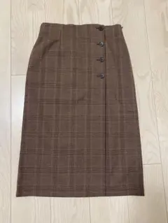 UNIQLO タイトスカート　サイドボタンチェックラップスカート