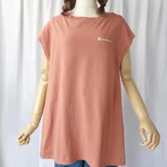 Champion Tシャツ Lサイズ くすみピンク Aライン フレンチスリーブ