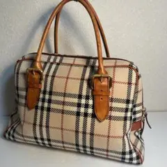 Burberry ノバチェック ミニボストンバッグ レザー ハンドバッグ