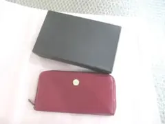 キタムラ　レザー　長財布 ラウンドファスナー　赤色　ワイン色系統