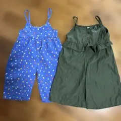 子供服まとめ売り　青色ドット柄キャミソールワンピース　パンツ　サロペットのサムネイル