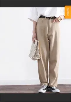 ゆったりハイウエストワイドストレート無地デニム＆チノパンツ