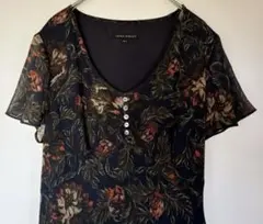 LAURA ASHLEY/ローラアシュレイ 半袖 シフォンワンピース L 11