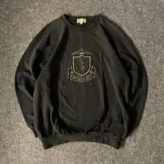 90s TRUSSARDI トレーナー　スウェット　刺繍ロゴ　ブラック　L