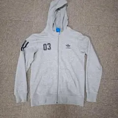 adidas トレフォイル ジップアップパーカー グレー