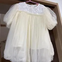 ぽんず様　専用クリーム色 ベビードレス チュール素材