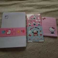 1995年 ハローキティの封筒(19枚)花やりんご柄、シール、メモ帳 平成レトロ