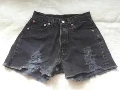 リーバイス　Levi's　501 ショートパンツ　デニム　ダメージ加工　BK　М