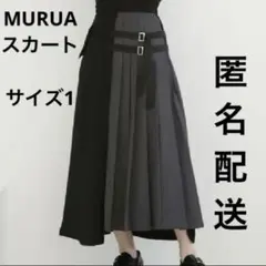 MURUA プリーツアシメ フレアスカート ベルト モード モノトーン ムルーアのサムネイル